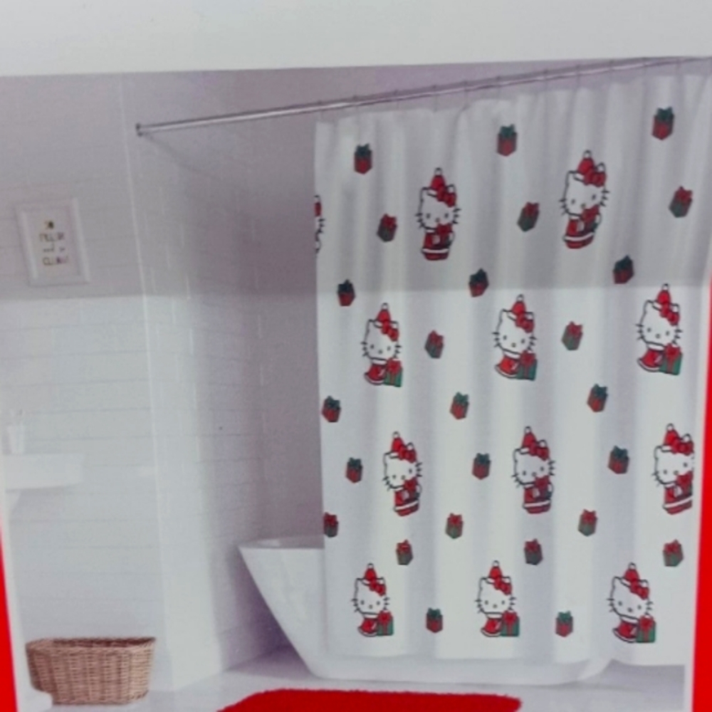 Hello kitty x Christmas Shower curtain BNWT HTF RARE